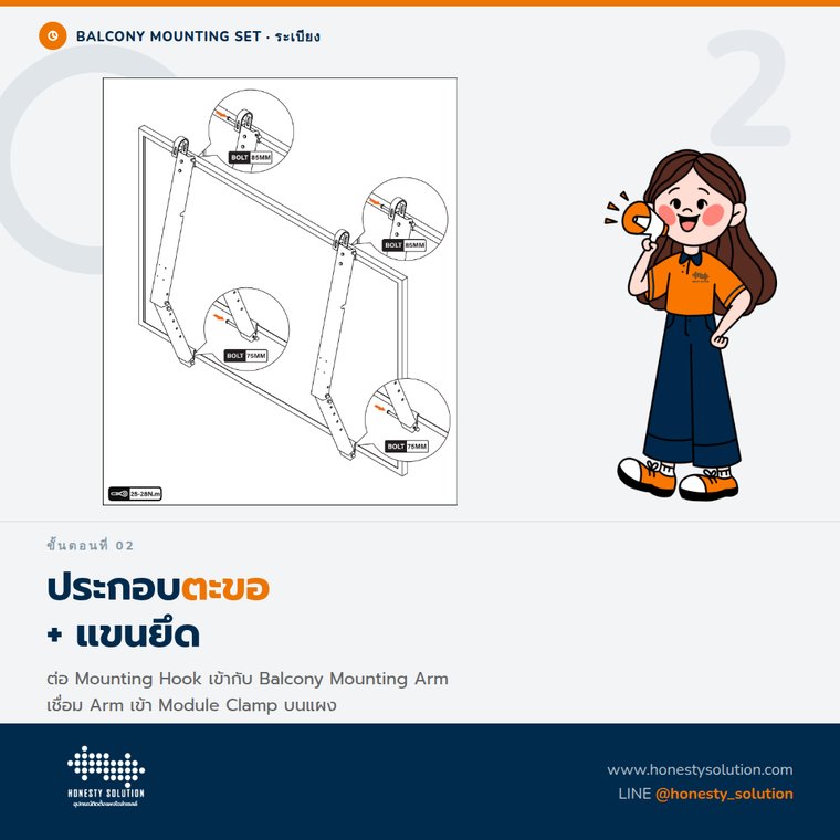 ขั้นตอนที่ 2 ประกอบตะขอและแขนยึด